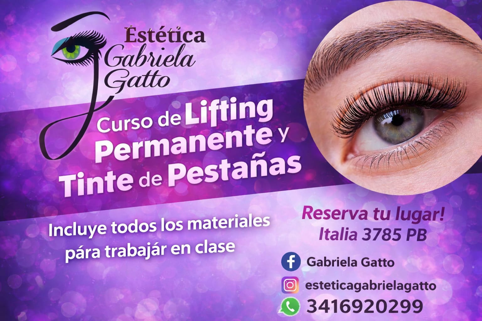 taller de lifting permanente y tintura de pestañas en Rosario